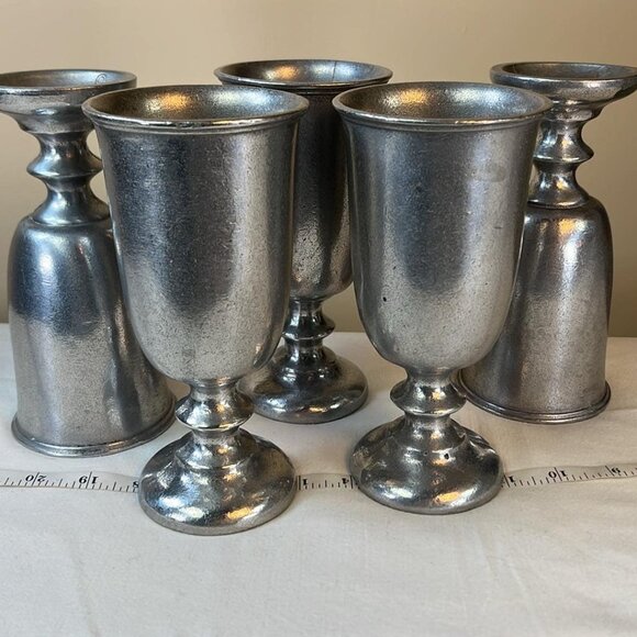 Vintage Wilton Armetale Goblets Set of 5 Tavern Pub Renaissance Props Gift Cabin - Picture 1 of 7